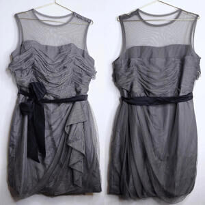 Vera Wang White Label Gray Ruched Sleeveless Formal Mini Dress - 20